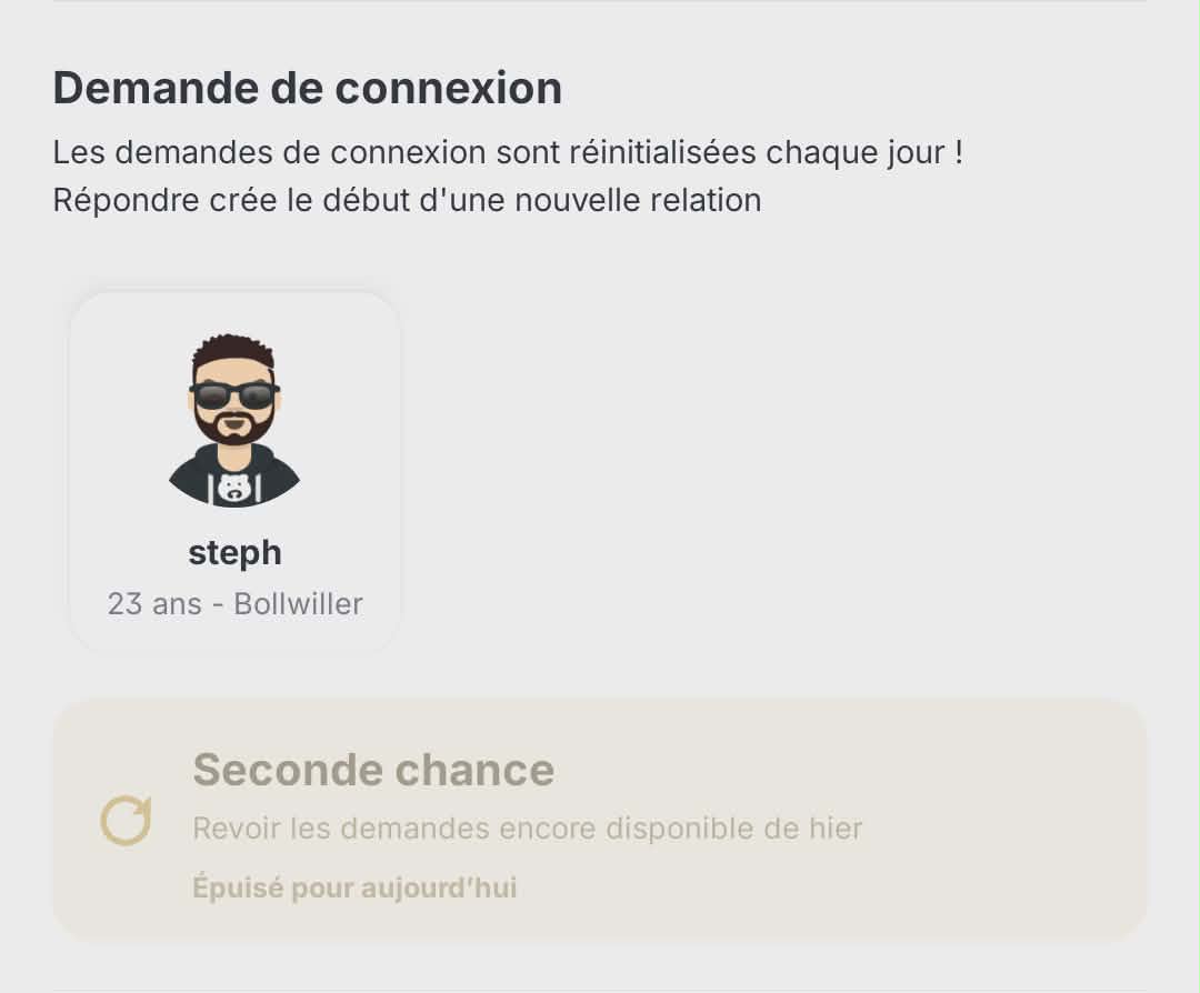 Capture d’écran RevealMe des demandes de connexion